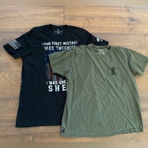 2 Pack XL T-Shirts Howitzer Patriot Olive Green Graphic AND Black Lion Freedom T